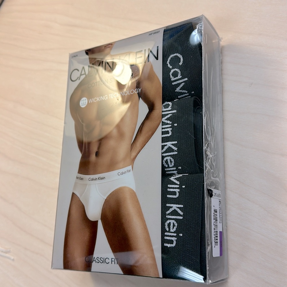 Calvin Klein 3-PK Black Cotton Stretch Hip Briefs 2XL NWT